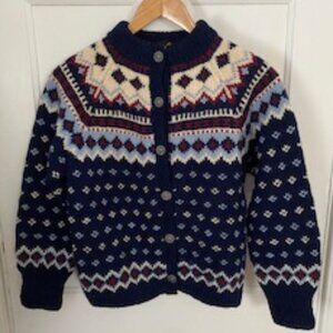Authentic, Original Norwegian Knit, Fair Isle Cardigan Sweater, 100% Woo…